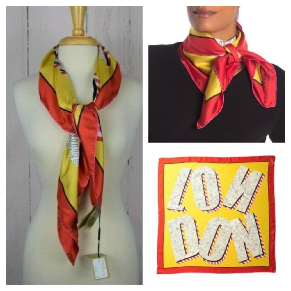 NWT Burberry London Map Square Silk Scarf Women Designer